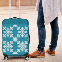 Hawaiian Quilt Pattern Luggage Cover Teal Hawaii Culture Tropical - Polynesian Pride