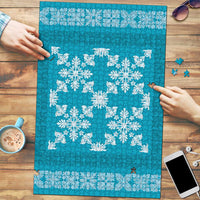 Hawaiian Quilt Pattern Puzzle Teal Hawaii Culture Tropical - Polynesian Pride