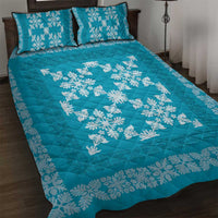 Hawaiian Quilt Pattern Quilt Bed Set Teal Hawaii Culture Tropical - Polynesian Pride