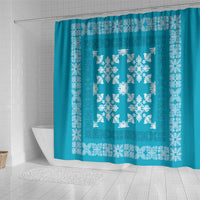 Hawaiian Quilt Pattern Shower Curtain Teal Hawaii Culture Tropical - Polynesian Pride