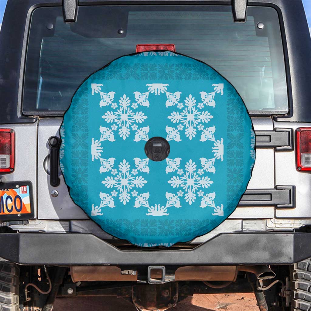 Hawaiian Quilt Pattern Spare Tire Cover Teal Hawaii Culture Tropical - Polynesian Pride