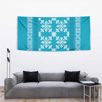 Hawaiian Quilt Pattern Tapestry Teal Hawaii Culture Tropical - Polynesian Pride
