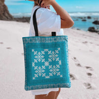 Hawaiian Quilt Pattern Tote Bag Teal Hawaii Culture Tropical - Polynesian Pride
