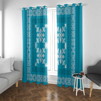 Hawaiian Quilt Pattern Window Curtain Teal Hawaii Culture Tropical - Polynesian Pride