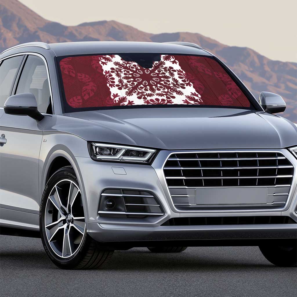 Palm Leaf Quilt Pattern Auto Sun Shade Hawaii Culture Floral - Polynesian Pride