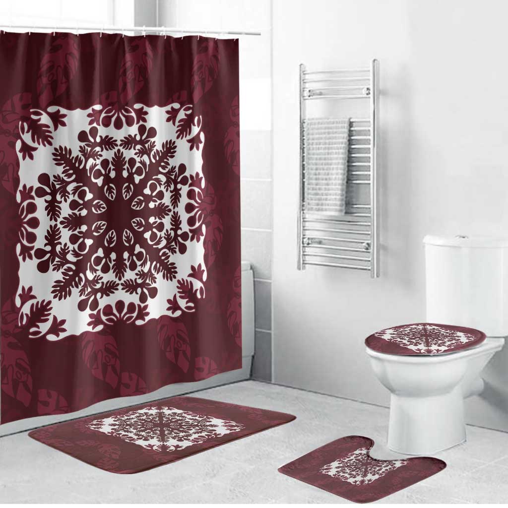 Palm Leaf Quilt Pattern Bathroom Set Hawaii Culture Floral - Polynesian Pride