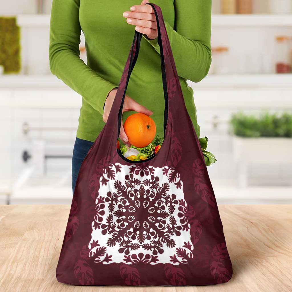 Palm Leaf Quilt Pattern Grocery Bag Hawaii Culture Floral - Polynesian Pride