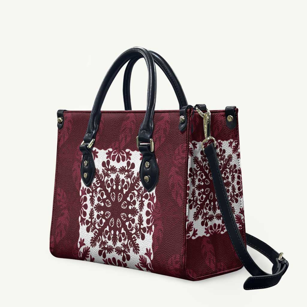 Palm Leaf Quilt Pattern Leather Bag Hawaii Culture Floral - Polynesian Pride