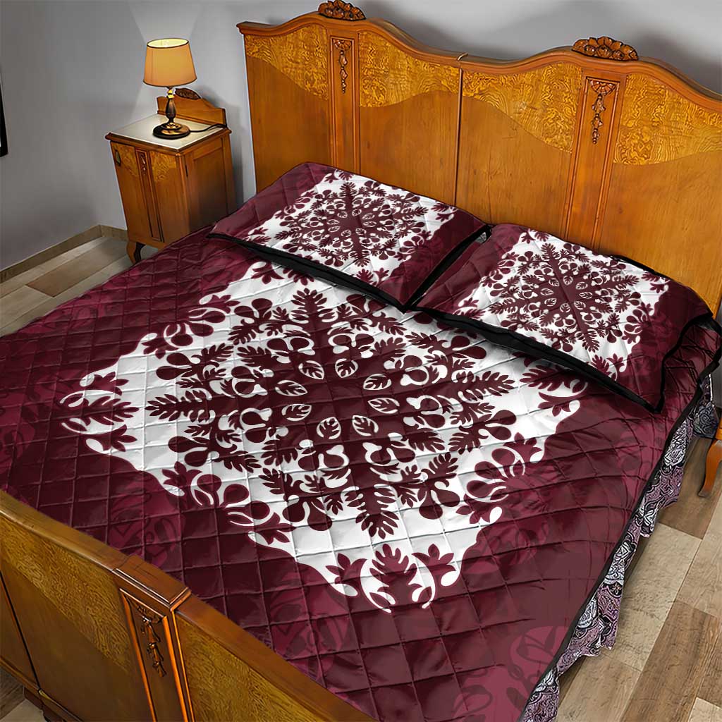 Palm Leaf Quilt Pattern Quilt Bed Set Hawaii Culture Floral - Polynesian Pride