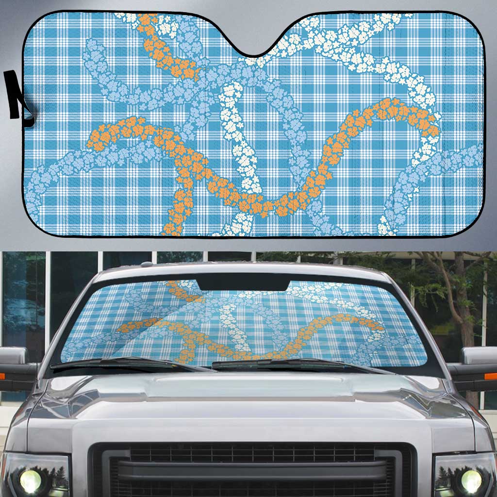 Blue Tropical Floral Palaka Auto Sun Shade Hawaiian Quilt Pattern - Polynesian Pride