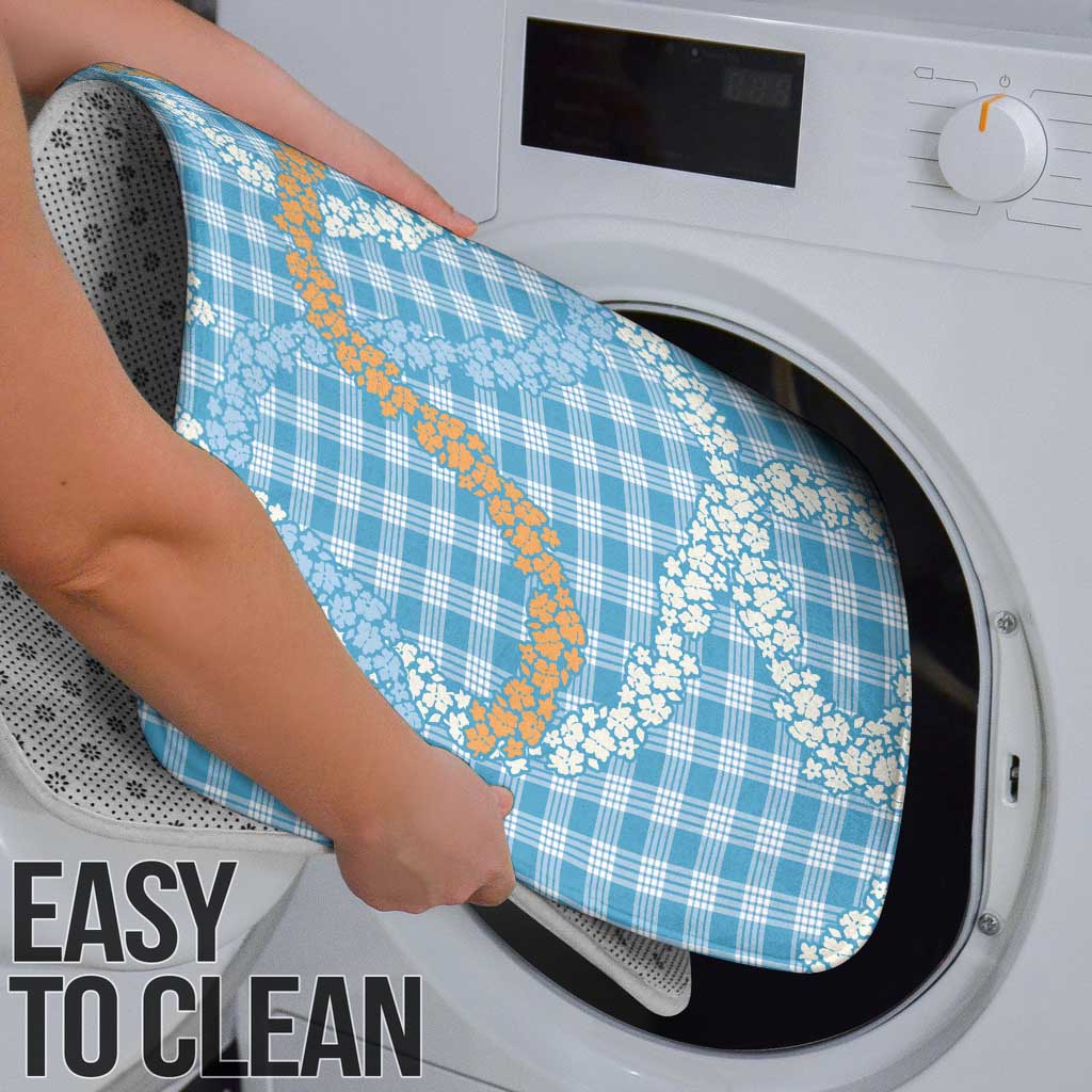 Blue Tropical Floral Palaka Bathroom Set Hawaiian Quilt Pattern - Polynesian Pride