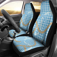 Blue Tropical Floral Palaka Car Seat Cover Hawaiian Quilt Pattern - Polynesian Pride