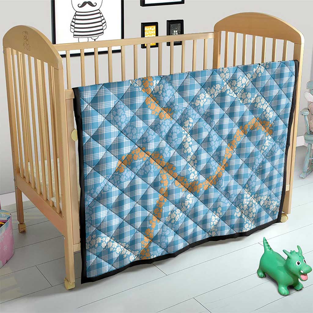 Blue Tropical Floral Palaka Quilt Hawaiian Quilt Pattern - Polynesian Pride