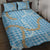 Blue Tropical Floral Palaka Quilt Bed Set Hawaiian Quilt Pattern - Polynesian Pride