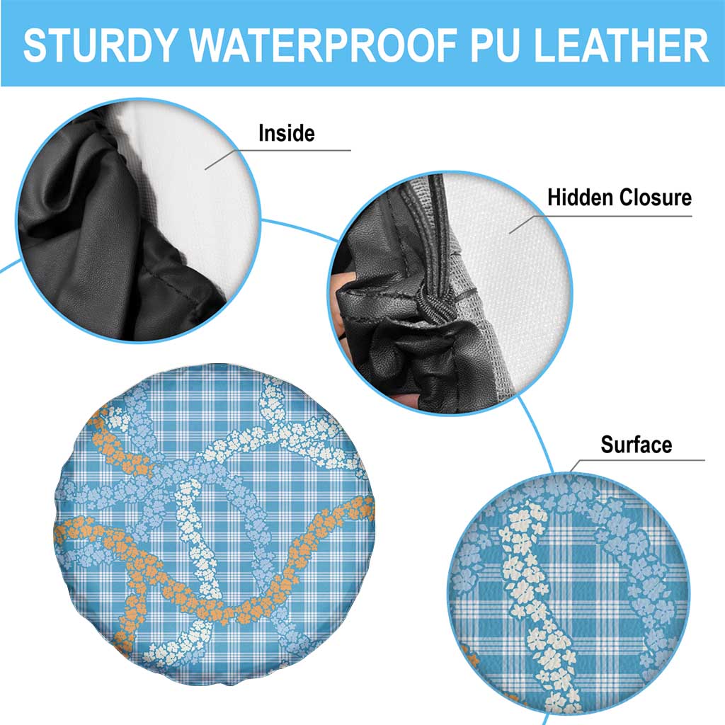 Blue Tropical Floral Palaka Spare Tire Cover Hawaiian Quilt Pattern - Polynesian Pride