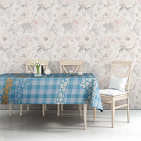 Blue Tropical Floral Palaka Tablecloth Hawaiian Quilt Pattern - Polynesian Pride