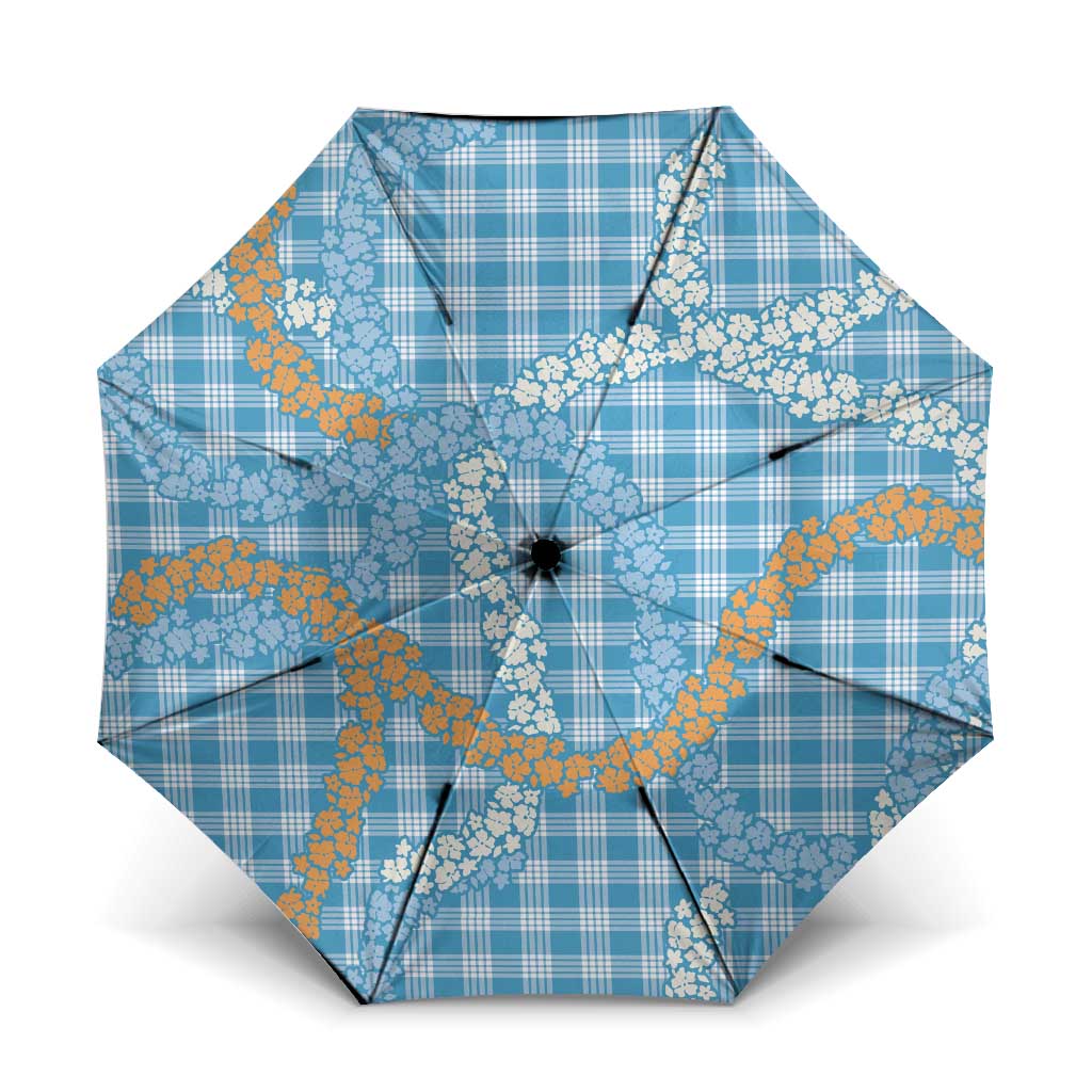 Blue Tropical Floral Palaka Umbrella Hawaiian Quilt Pattern - Polynesian Pride