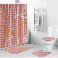 Pink Tropical Floral Palaka Bathroom Set Hawaiian Quilt Pattern - Polynesian Pride