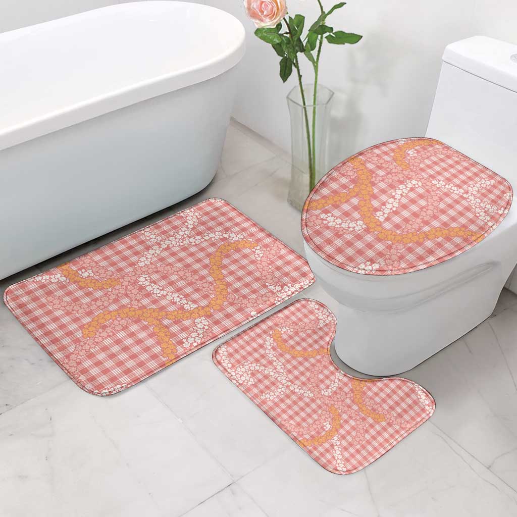Pink Tropical Floral Palaka Bathroom Set Hawaiian Quilt Pattern - Polynesian Pride