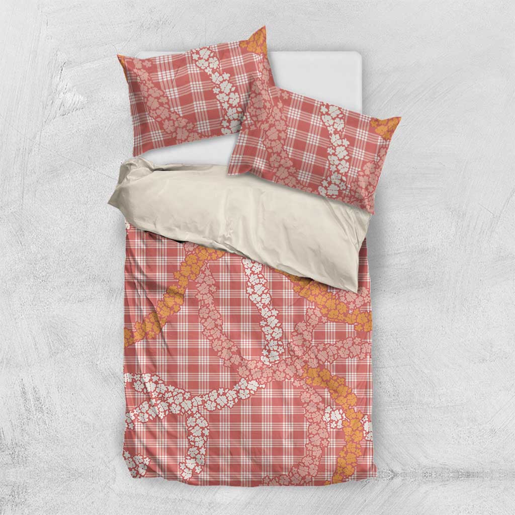 Pink Tropical Floral Palaka Bedding Set Hawaiian Quilt Pattern - Polynesian Pride