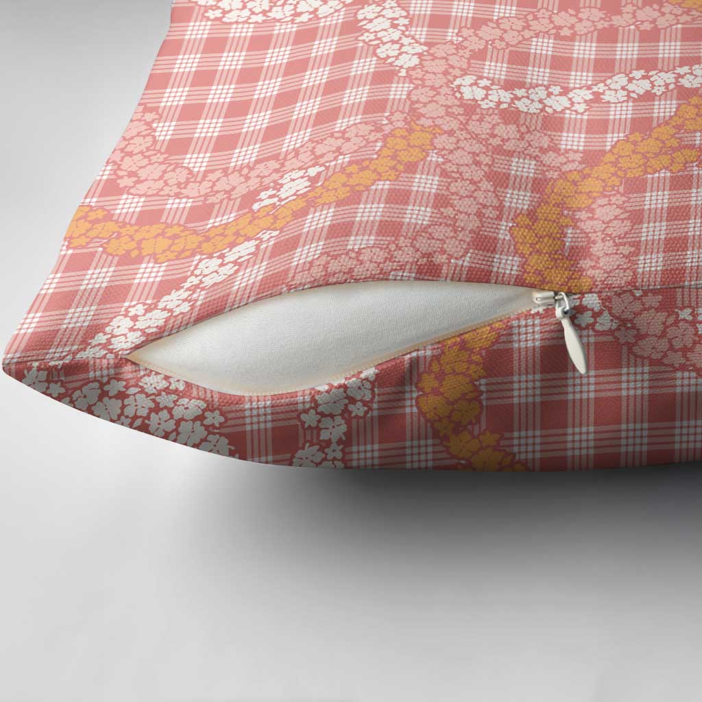 Pink Tropical Floral Palaka Pillow Cover Hawaiian Quilt Pattern - Polynesian Pride