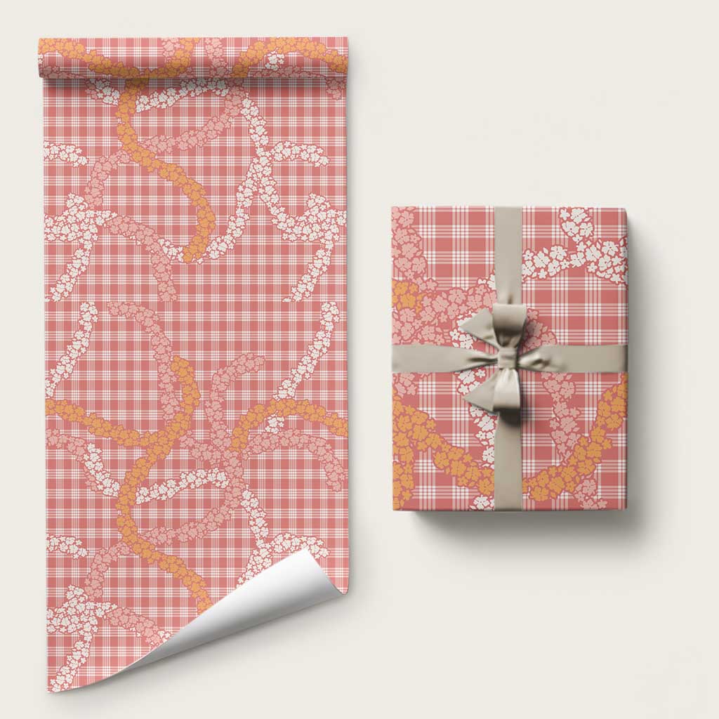 Pink Tropical Floral Palaka Wrapping Paper Hawaiian Quilt Pattern - Polynesian Pride