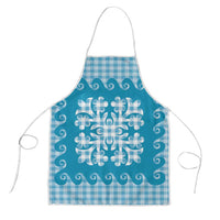 Blue Ulu Palaka Quilt Pattern Apron Hawaii Culture Breadfruit - Polynesian Pride