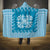 Blue Ulu Palaka Quilt Pattern Hooded Blanket Hawaii Culture Breadfruit - Polynesian Pride