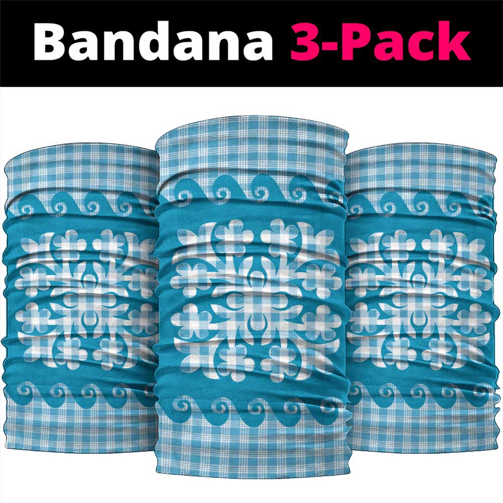 Blue Ulu Palaka Quilt Pattern Neck Gaiter Hawaii Culture Breadfruit - Polynesian Pride