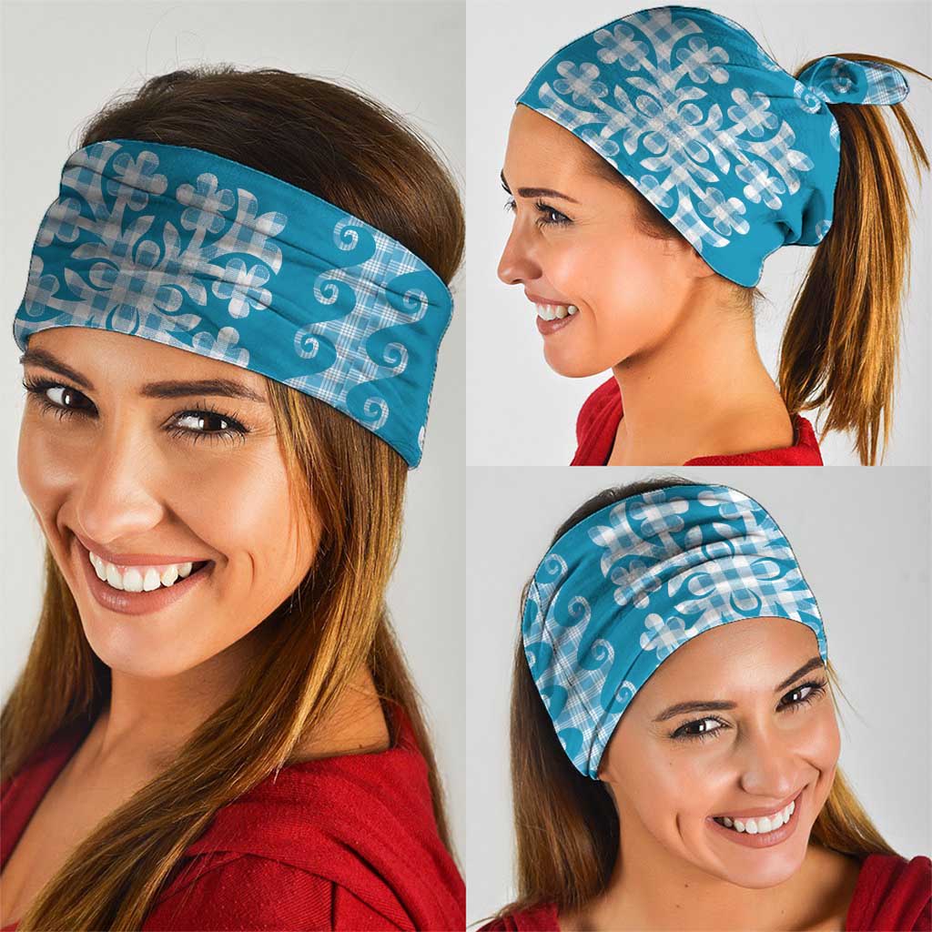 Blue Ulu Palaka Quilt Pattern Neck Gaiter Hawaii Culture Breadfruit - Polynesian Pride