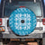 Blue Ulu Palaka Quilt Pattern Spare Tire Cover Hawaii Culture Breadfruit - Polynesian Pride