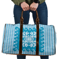 Blue Ulu Palaka Quilt Pattern Travel Bag Hawaii Culture Breadfruit - Polynesian Pride