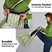 Green Ulu Palaka Quilt Pattern Grocery Bag Hawaii Culture Breadfruit - Polynesian Pride