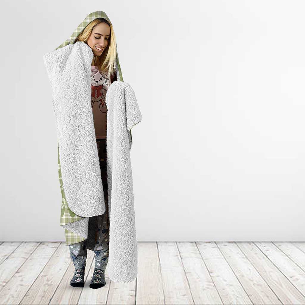 Green Ulu Palaka Quilt Pattern Hooded Blanket Hawaii Culture Breadfruit - Polynesian Pride