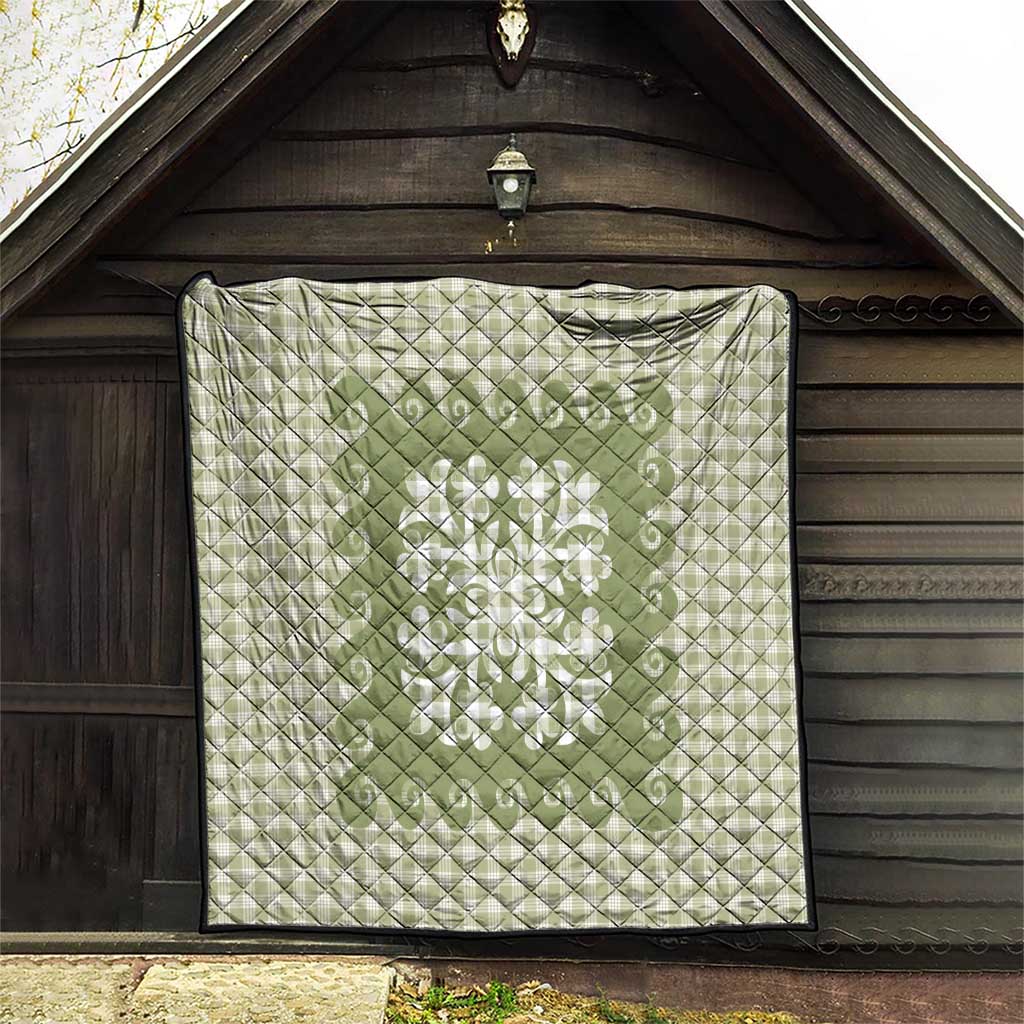 Green Ulu Palaka Quilt Pattern Quilt Hawaii Culture Breadfruit - Polynesian Pride