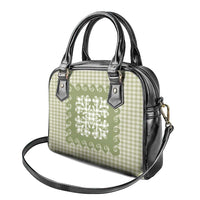 Green Ulu Palaka Quilt Pattern Shoulder Handbag Hawaii Culture Breadfruit - Polynesian Pride