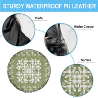 Green Ulu Palaka Quilt Pattern Spare Tire Cover Hawaii Culture Breadfruit - Polynesian Pride