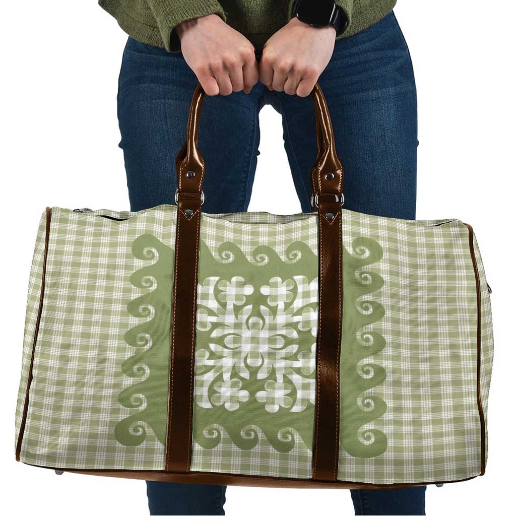 Green Ulu Palaka Quilt Pattern Travel Bag Hawaii Culture Breadfruit - Polynesian Pride