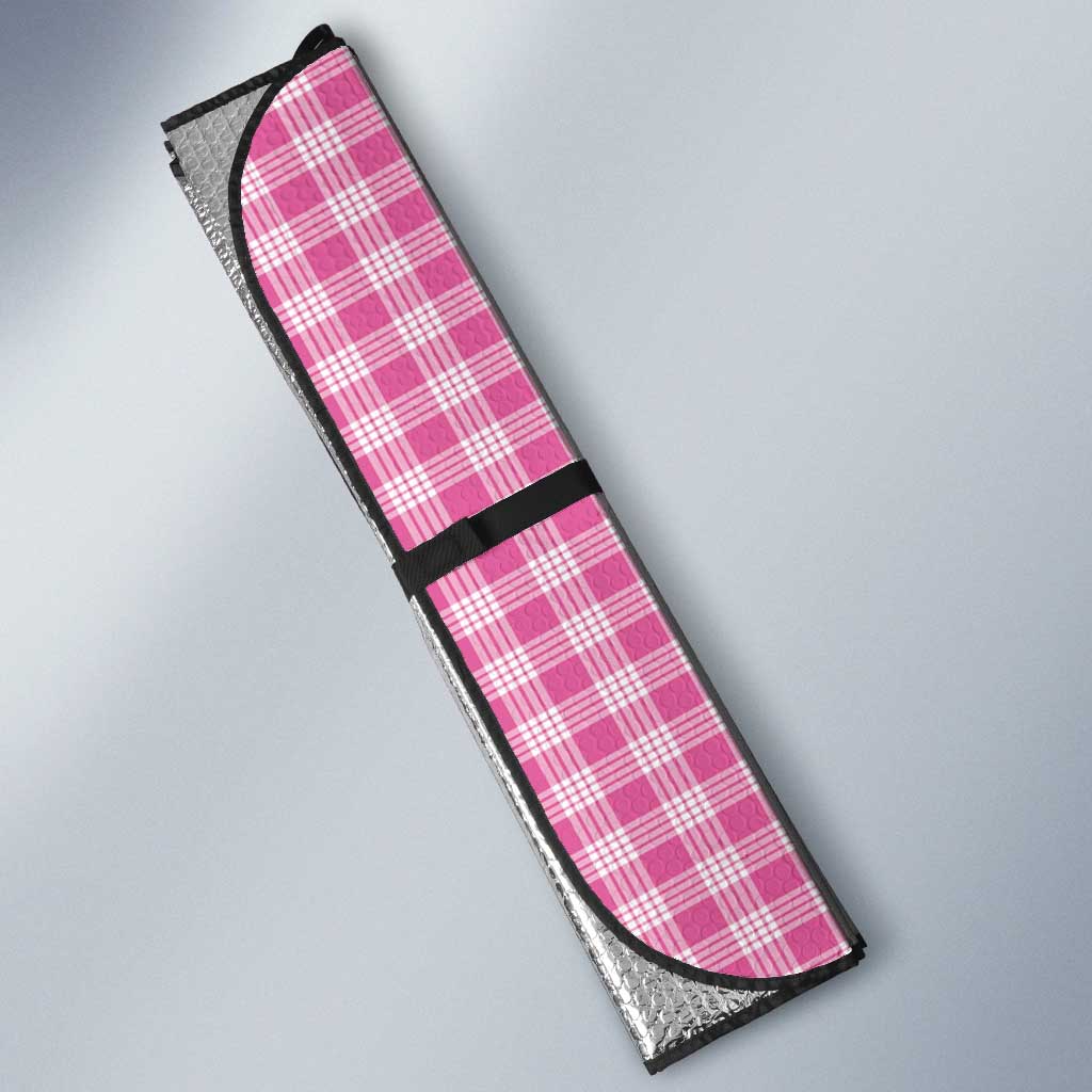 Pink Ulu Palaka Quilt Pattern Auto Sun Shade Hawaii Culture Breadfruit - Polynesian Pride