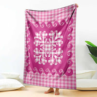 Pink Ulu Palaka Quilt Pattern Blanket Hawaii Culture Breadfruit - Polynesian Pride