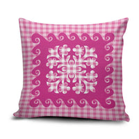 Pink Ulu Palaka Quilt Pattern Pillow Cover Hawaii Culture Breadfruit - Polynesian Pride