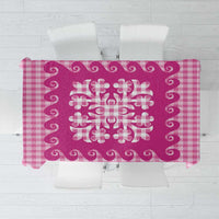 Pink Ulu Palaka Quilt Pattern Tablecloth Hawaii Culture Breadfruit - Polynesian Pride