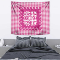 Pink Ulu Palaka Quilt Pattern Tapestry Hawaii Culture Breadfruit - Polynesian Pride