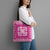 Pink Ulu Palaka Quilt Pattern Tote Bag Hawaii Culture Breadfruit - Polynesian Pride