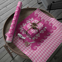 Pink Ulu Palaka Quilt Pattern Wrapping Paper Hawaii Culture Breadfruit - Polynesian Pride