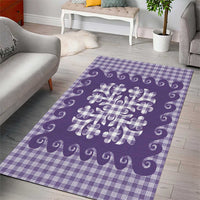 Purple Ulu Palaka Quilt Pattern Area Rug Hawaii Culture Breadfruit - Polynesian Pride