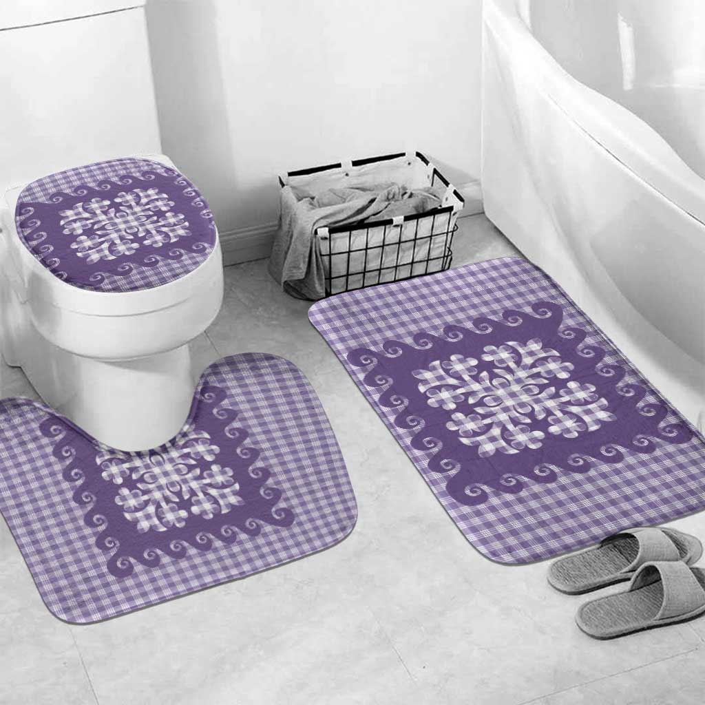 Purple Ulu Palaka Quilt Pattern Bathroom Set Hawaii Culture Breadfruit - Polynesian Pride