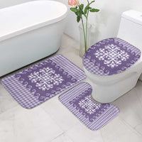 Purple Ulu Palaka Quilt Pattern Bathroom Set Hawaii Culture Breadfruit - Polynesian Pride