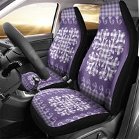 Purple Ulu Palaka Quilt Pattern Car Seat Cover Hawaii Culture Breadfruit - Polynesian Pride