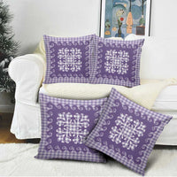Purple Ulu Palaka Quilt Pattern Pillow Cover Hawaii Culture Breadfruit - Polynesian Pride